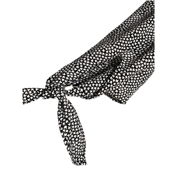 Michael Kors Women's Blouse Top 3/4 Tie Sleeve Black & White Small - Picture 3 of 6